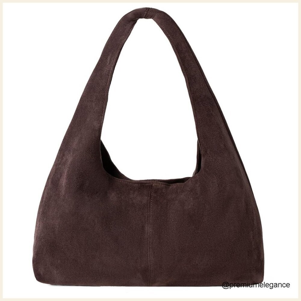 Suede Tote Shoulder Bag Hobo Purse Work Bag Medium Size - Picture 1 of 5